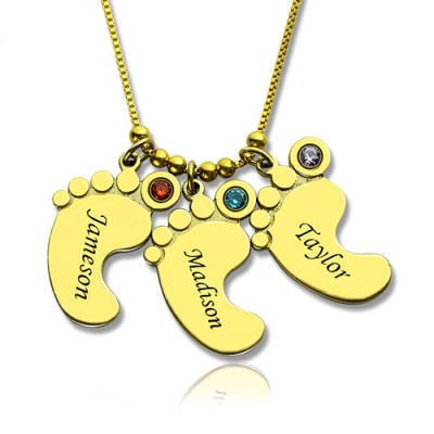 Mother Pendant Baby Feet Necklace 18ct Gold Plated - Name My Jewelry ™