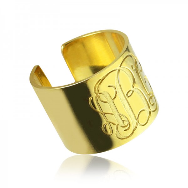 Script Monogram Cuff Ring Gifts 18ct Gold Plated - Name My Jewelry ™