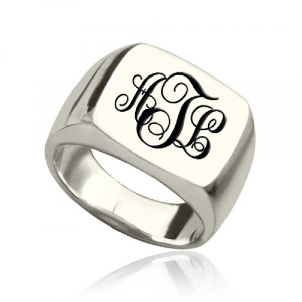 personalized Signet Ring Sterling Silver with Monogram - Name My Jewelry ™