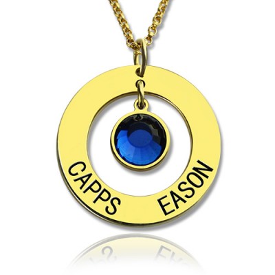 personalized Circle Name Necklace With Birthstone 18ct Gold Plated Silver  - Name My Jewelry ™