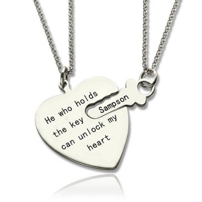 Key and Heart Necklaces Set For Couple - Name My Jewelry ™