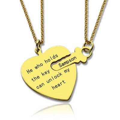 He Who Holds the Key Couple Necklaces Set 18ct Gold Plated - Name My Jewelry ™