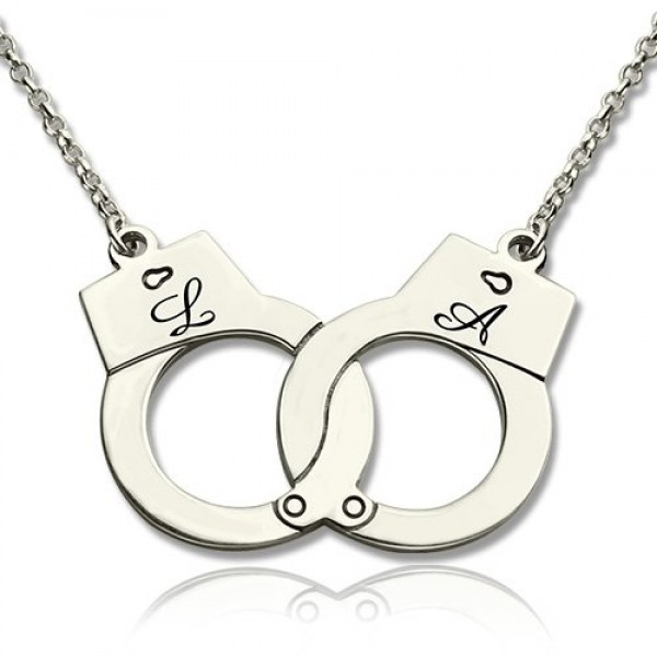 Handcuff Necklace For Couple Sterling Silver - Name My Jewelry ™
