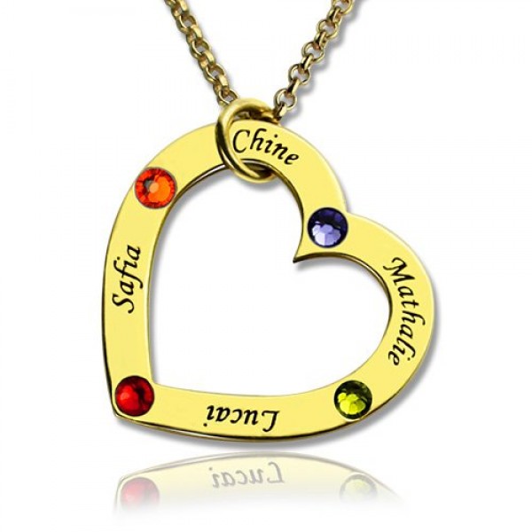 Gold Plated Birthstone Heart Necklace For Mother  - Name My Jewelry ™