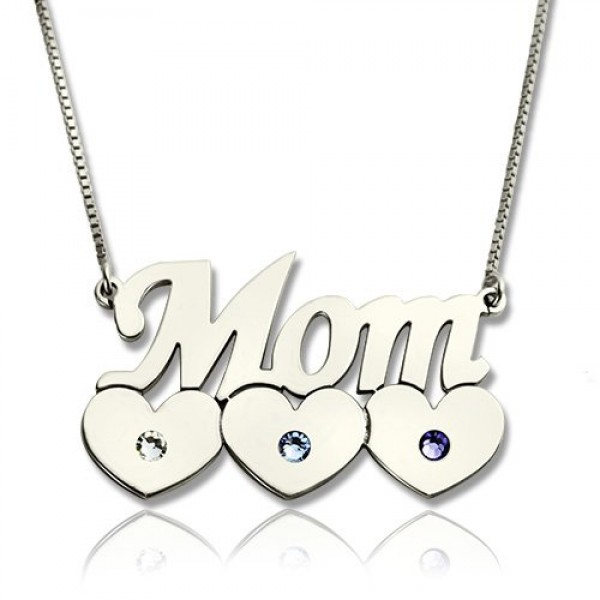 Mother Necklace With Children Birthstone Silver  - Name My Jewelry ™