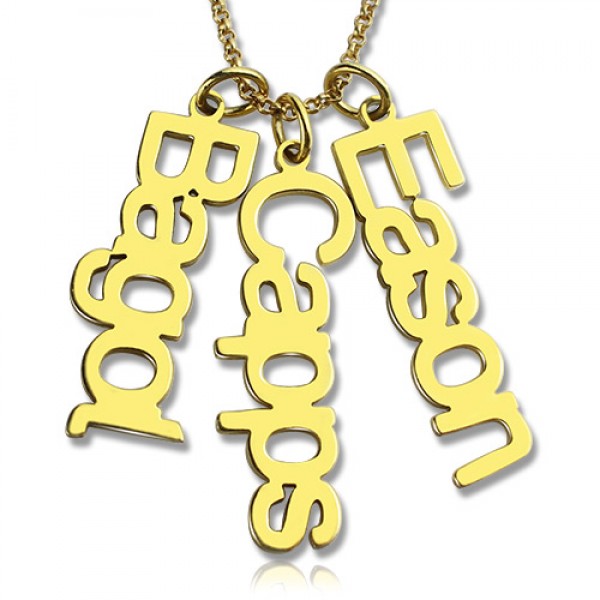 Customised Vertical Multiable Names Necklace 18ct Gold Plated - Name My Jewelry ™