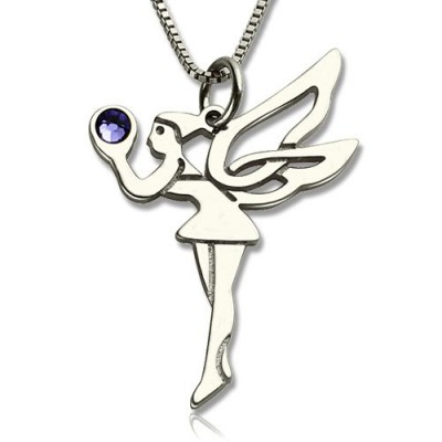 personalized Fairy Birthstone Necklace for Girls Sterling Silver  - Name My Jewelry ™