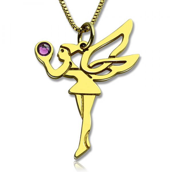 Fairy Birthstone Necklace for Girlfriend 18ct Gold Plated Silver 925  - Name My Jewelry ™