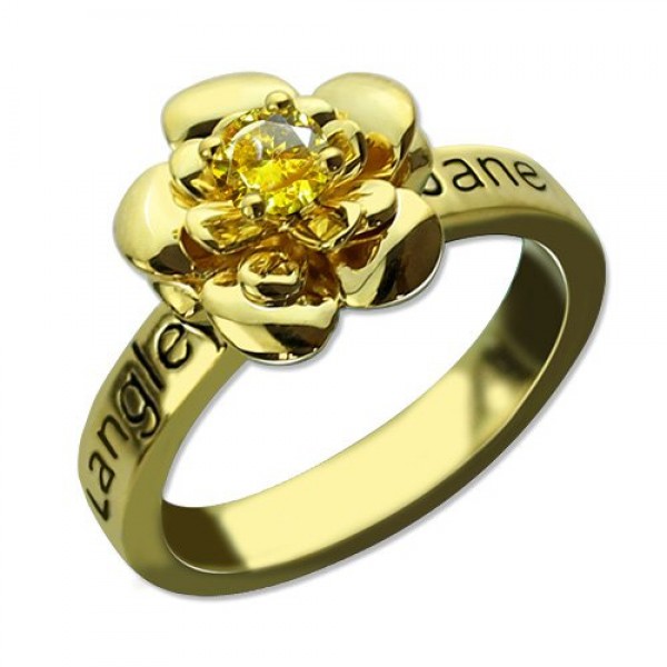 Promise Rose Ring for Her with Birthstone 18ct Gold Plated  - Name My Jewelry ™