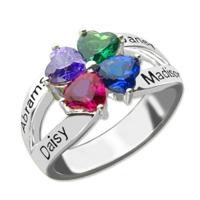 personalized Mothers Name Ring with Birthstone Sterling Silver  - Name My Jewelry ™