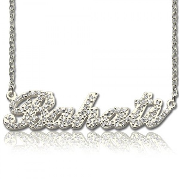 Sterling Silver Full Birthstone Carrie Name Necklace  - Name My Jewelry ™