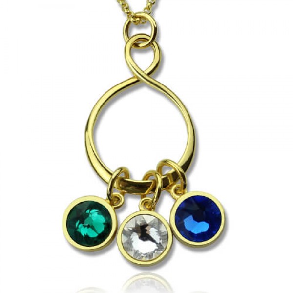 personalized Family Infinity Necklace with Birthstones 18ct Gold Plate  - Name My Jewelry ™