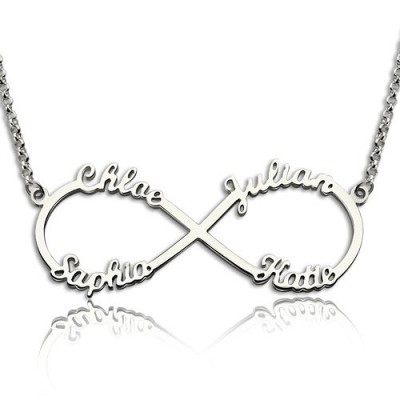 Sterling Silver Infinity Symbol Necklace 4 Names - Name My Jewelry ™