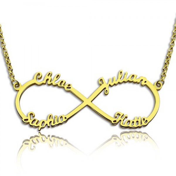 Custom 18ct Gold Plated Infinity Necklace 4 Names - Name My Jewelry ™