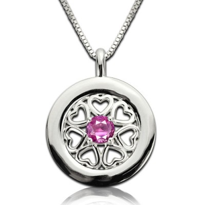 Birthstone Hearts All Around Pendant Necklace Sterling Silver  - Name My Jewelry ™