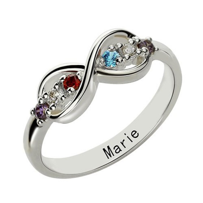 Personalized Birthstone Infinity Name Ring For Her - GetNameNecklace