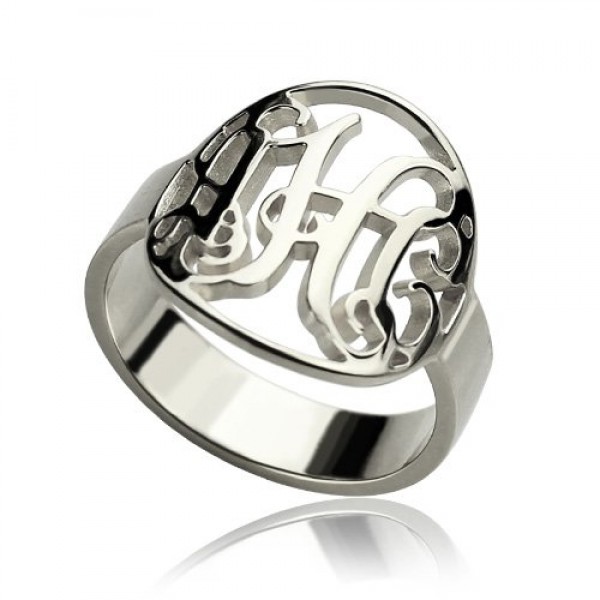 Cut Out Monogram Initial Ring Sterling Silver - Name My Jewelry ™