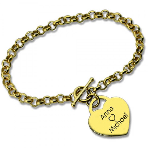 personalized Heart Name Bracelets 18ct Gold Plated - Name My Jewelry ™