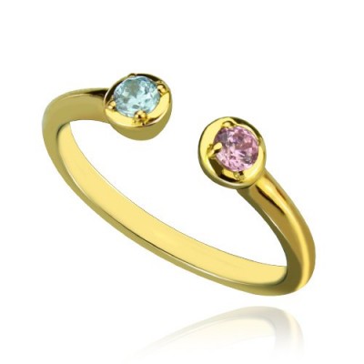 Dual Birthstone Ring 18ct Gold Plated  - Name My Jewelry ™