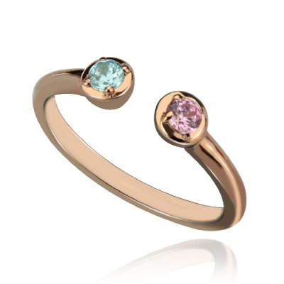 Dual Birthstone Ring 18ct Rose Gold Plated Silver  - Name My Jewelry ™