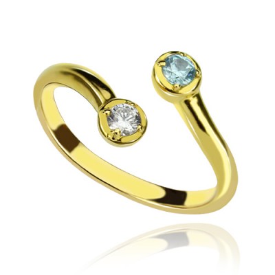 Dual Drops Birthstone Ring 18ct Gold Plated  - Name My Jewelry ™