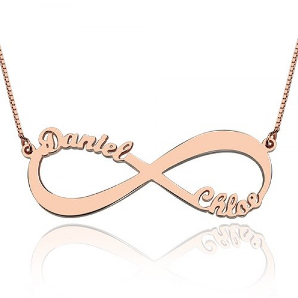 18ct Rose Gold Plated Double Name Infinity Necklace - Name My Jewelry ™