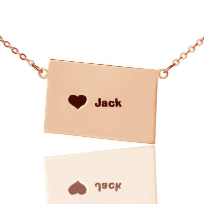 Custom Colorado State Shaped Necklaces With Heart  Name Rose Gold - Name My Jewelry ™