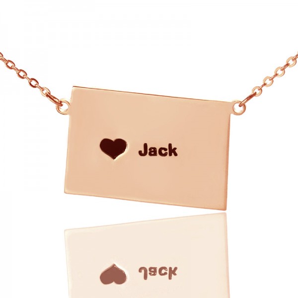 Custom Colorado State Shaped Necklaces With Heart  Name Rose Gold - Name My Jewelry ™
