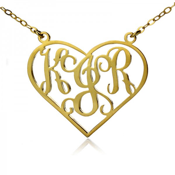 Solid Gold Initial Monogram personalized Heart Necklace - Name My Jewelry ™