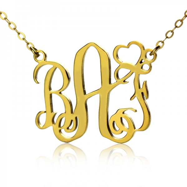 personalized Initial Monogram Necklace 18ct Solid Gold With Heart - Name My Jewelry ™