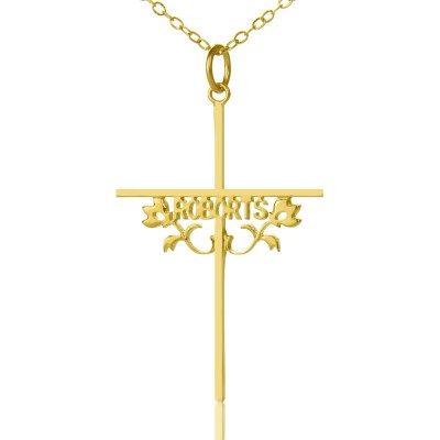 Gold Plated 952 Silver Cross Name Necklaces with Rose - Name My Jewelry ™