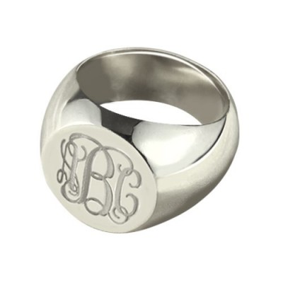 Signet Ring Sterling Silver Engraved Monogram - Name My Jewelry ™