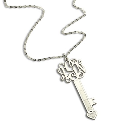 personalized Key Necklace Sterling Silver with Monogram - Name My Jewelry ™