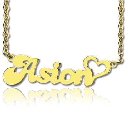 Custom Name Necklace in18ct Gold Plated with Heart - Name My Jewelry ™