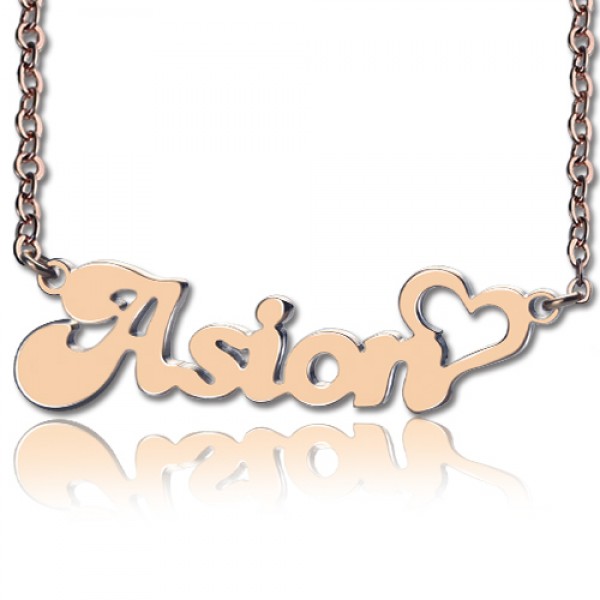 personalized BANANA Font Heart Shape Name Necklace 18ct Rose Gold Plated - Name My Jewelry ™