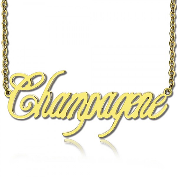 Solid Gold personalized Champagne Font Name Necklace - Name My Jewelry ™
