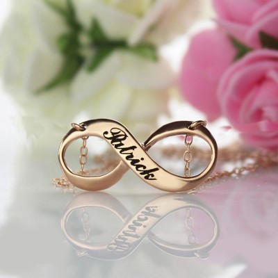 18ct Rose Gold Plated Engraved Infinity Necklace - Name My Jewelry ™