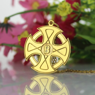 Engraved Celtic Cross Necklace 18ct Gold Plated 925 Silver - Name My Jewelry ™