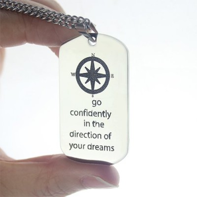Compass Man's Dog Tag Name Necklace - Name My Jewelry ™