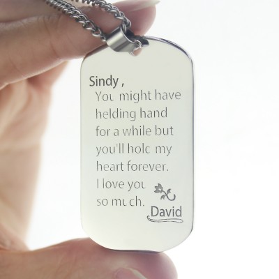 Man's Dog Tag Love and Family Theme Name Necklace - Name My Jewelry ™