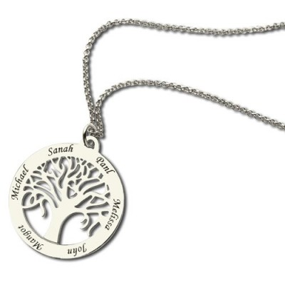 Tree Of Life Necklace Engraved Names in Silver - Name My Jewelry ™