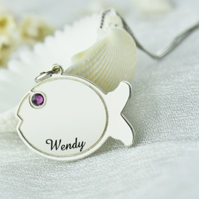 Fish Necklace Engraved Name Sterling Silver - Name My Jewelry ™