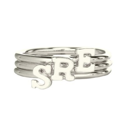 personalized Women's Midi Initial Ring Sterling Silver - Name My Jewelry ™