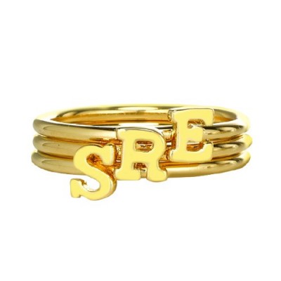 Custom Midi Initial Letter Ring 18ct Gold Plated - Name My Jewelry ™
