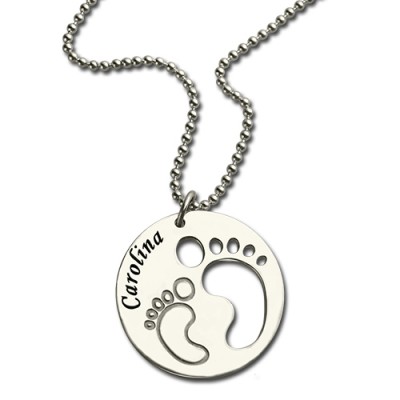 Baby Footprint Name Pendant Sterling Silver - Name My Jewelry ™