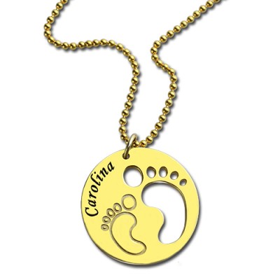 Cut Out Baby Footprint Pendant 18ct Gold Plated - Name My Jewelry ™
