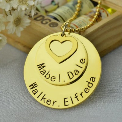 Disc Family Jewelry Necklace Engraved Name 18ct Gold Plated - Name My Jewelry ™