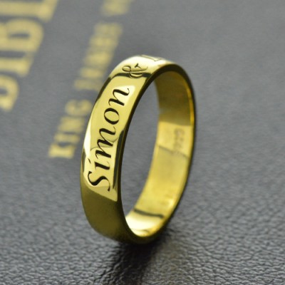Engraved Promise Name Ring 18ct Gold Plated - Name My Jewelry ™