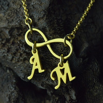 Infinity Pendant Double Initial 18ct Gold Plated - Name My Jewelry ™