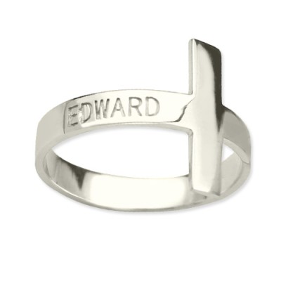 Engraved Name Cross Rings Sterling Silver - Name My Jewelry ™
